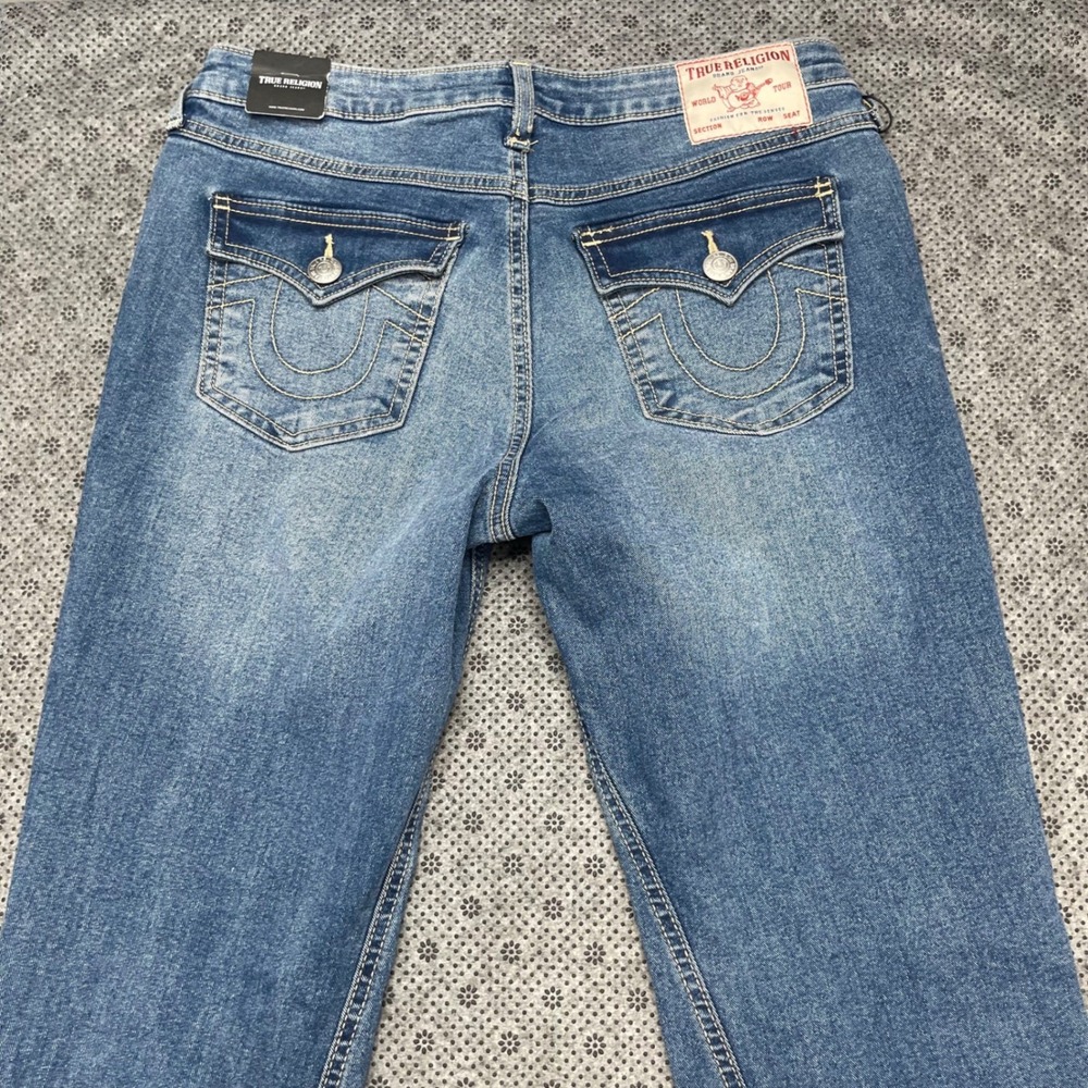 NEW True Religion Joey Mid Rise Flare Jeans Neptune Wash Blue Size 29 - W32xL33 - Picture 10 of 12